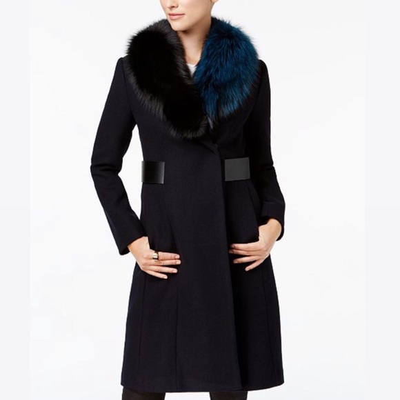 1 Madison Jackets & Blazers - 1 Madison Wool Coat With Real Fox Fur Trim